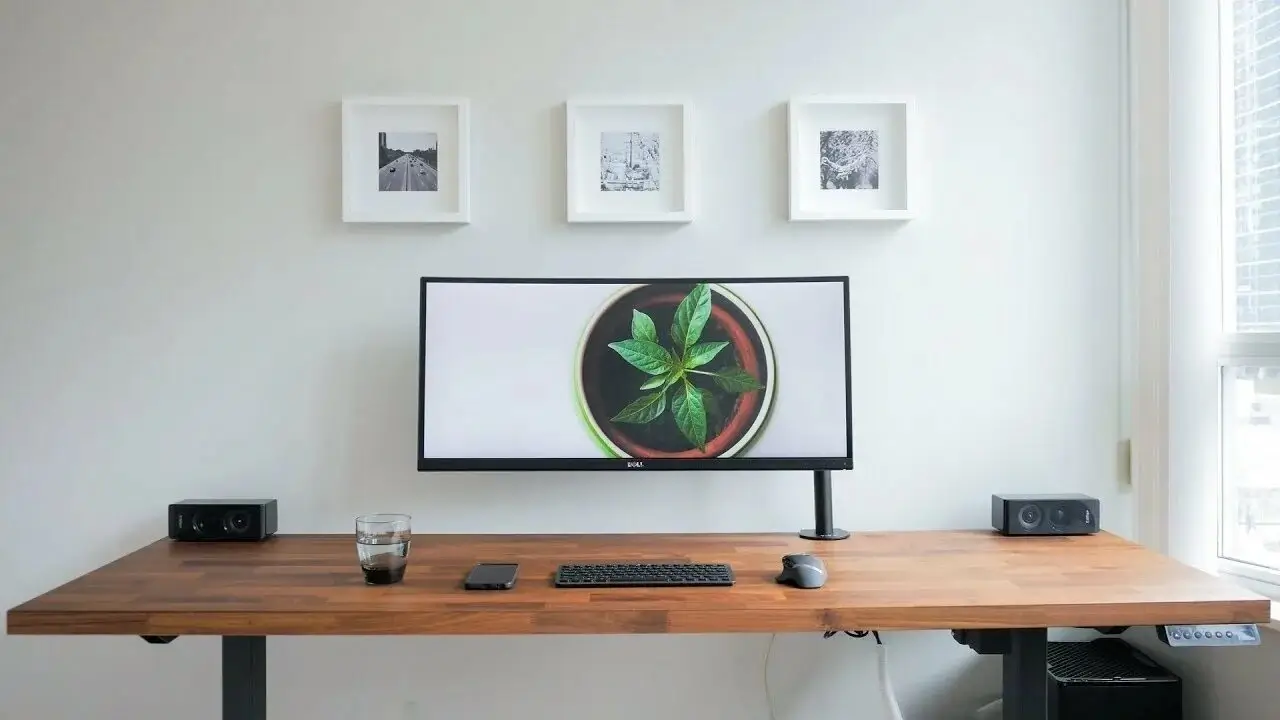 A minimalist and organized home office desk setup.
