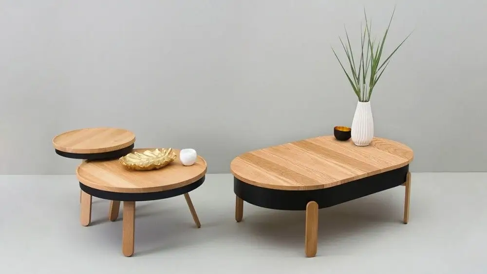 A minimalist wooden side table.
